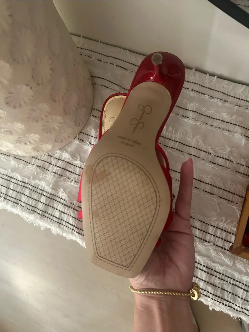 Jessica Simpson Red Bow Square-Toe Kitten Heels Size 6.5